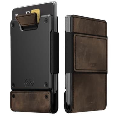 PROOF Wallet | Slim Minimalist Wallets for Men | Leather & Metal | RFID Wallet | Front/Back Pocket | Gift Box | Veteran Owned (Founder (Brown Leather | Dark Gun Metal)) - Image 5