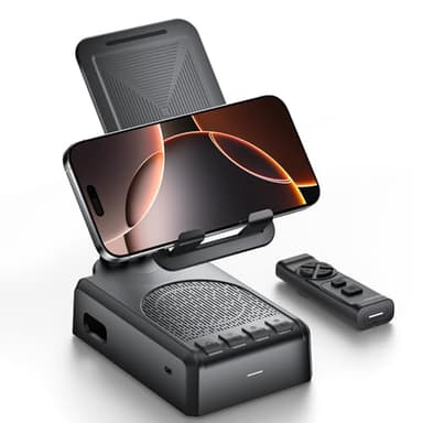 Cell Phone Stand with Bluetooth Speaker and Remote Control(Video Control/Camera Control),Portable Bluetooth Speaker for Home and Outdoors,All Day Playtime,Compatible with iOS/Android,Birthday Gift - Image 1