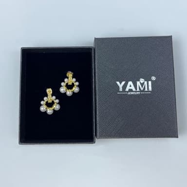 YAMI Gold Earrings for Women, 14K Gold Plated Lightweight Pearl Drop Earrings, Hypoallergenic Jewelry Gifts for Her(C3) - Image 5