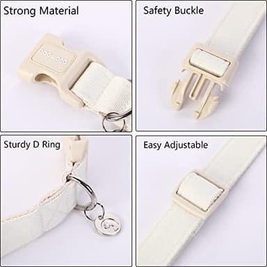 DOGWONG Cotton Hemp Dog Collar, Heavy-Duty Adjustable Soft Natural Fabric Pet Collar - Cute Wedding Puppy Necklace for Small to Large Dogs - Image 2