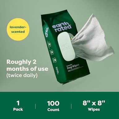 Earth Rated Dog Wipes, Hypoallergenic, Cleaning and Hydrating, for Grooming Paws, Body and Butt, Lavender Scented, 100 Count - Image 8
