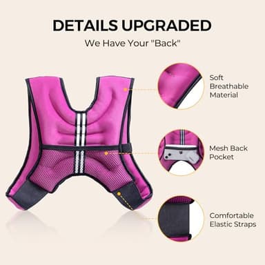PACEARTH Weighted Vest,4lb/6lb/10lb/12lb/16lb/20lb/25lb/30lb Weight Vest with Reflective Stripe, Body Weight Vests Adjustable for Men, Women Workout, Strength Training, Running, Walking, Jogging - Image 6