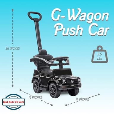 Best Ride On Cars 3 In 1 Mercedes G-Wagon Push Car for Toddlers 1 to 3 Years Old, Kids Outdoor Stroller with Music, Horn Sounds, and Handle, Realistic Driving Experience, Black - Image 3