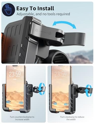 Motorcycle Phone Mount, [No Block Camera] Bike Phone Holder Mount, [Silicone Wrapped] Handlebar Cell Phone Mount for Bike/Scooter/ATV, Fits iPhone 17/16/15/14/13 Pro Max & 4.7"-7" Phones, Black - Image 4