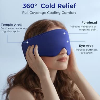 Cooling Gel Eye Mask Sleep: FSA -HSA Eligible, Cold Compress for Puffy Eyes & Migraine Relief - Reusable Gel Sleeping Mask for Dark Circles & After Surgery, Flexible Ice Pack for Eyes, Face(Blue) - Image 5