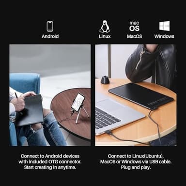 HUION Inspiroy H640P Drawing Tablet, 6x4 inch Digital Art with Battery-Free Stylus, 8192 Pen Pressure, 6 Hot Keys, Graphics Tablet for Drawing, Writing, Design, Teaching, Work with Mac, PC & Mobile - Image 7