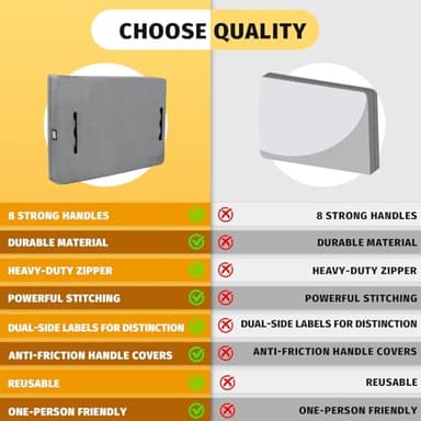 Mattress Bags for Moving and Storage, BETU Queen Mattress Protector Waterproof Mattress Cover with 8 Heavy Duty Handles and Zipper Extra Thick Moving Supplies for Bed Reusable (82x62x13.5 Grey) - Image 6