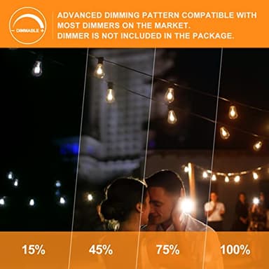 Achin 100FT Outdoor String Lights LED Dimmable Patio Lights String Waterproof with 50+3 Shatterproof Bulbs ST38 Vintage String Lights for Outside Gazebo Bistro Lights, 2200K Warm White - Image 7