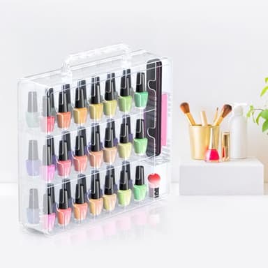 Beloving Nail Polish Organizer, 48 Bottles Transparent Nail Polish Holder with Adjustable Divider, Gel Nail Polish Storage Double Side Nail Polish Organizer Case for Storage Display - Image 6