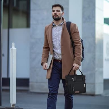 MIYCOO Lunch Bag & Lunch Box for Men Women Double Deck, Leakproof insulated Soft Large Adult Lunch Cooler Bag for Work, Beach, Picnic, Camping, Travel (Black,15L) - Image 2