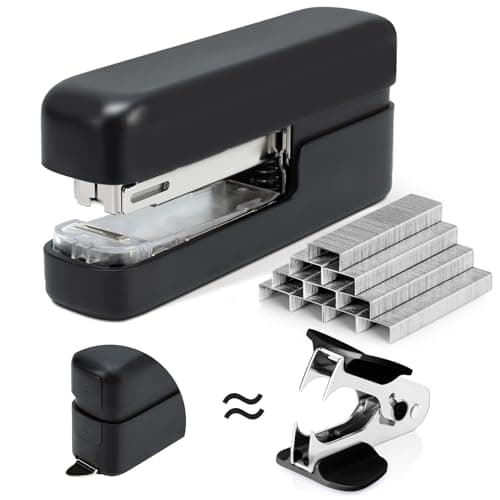 deli Stapler, Desktop Staplers with 830 Staples and Integrated Staple Remover, 40 Sheet Capacity Office Stapler, Black - Image 1