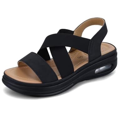 mysoft Women's Comfortable Walking Sandals Air Cushion Sport Slingback Elastic Band Platform Shoes - Image 1