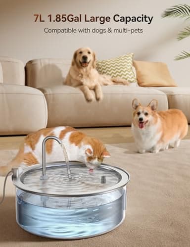 FEELNEEDY 7L/1.8Gal Stainless Steel Dog Water Fountain, for Large Dogs, Cats, Multi-Pets, Ultra Quiet with 5-Layers Filtration, Pet Dog Water Bowl Dispenser, 236 fl oz with 2 Filters (FN-W14) - Image 2