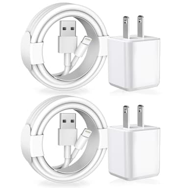 [Apple MFi Certified] iPhone Charger, 2Pack Lightning Cable Apple Charging Cords &Fast Quick USB Wall Charger Travel Block Plug Adapter for iPhone 14/13/12/11 Pro/11/10/XS MAX/XR/8/7/6s/6 Plus - Image 1