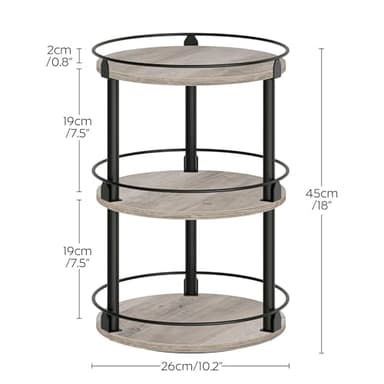YATINEY 3-Tier Lazy Susan Organizer, Rotating Spice Rack, Spinning Organizer, Industrial Turntable Spice Rack Organizer for Cabinet, Kitchen Countertop, Greige and Black SR23BG - Image 6