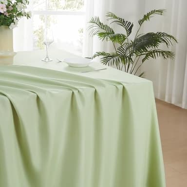 Aocoz Rectangle Tablecloths 90x132 Inch 2 Pack Sage Green Tablecloth Washable Decorative Linen Polyester Table Cloths for Dining Table Banquets Buffet Parties and Wedding - Image 3