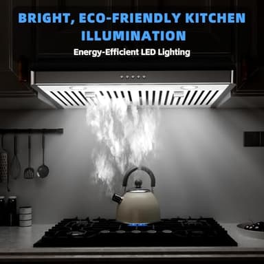 GELINCARE 30 - Inch Under Cabinet Range Hood with 450 CFM, Ducted/Ductless Convertible (Kit Not Included), 3 - Speed Exhaust Fan, Stainless Steel Top/Rear Vent with Permanent filter - Image 2