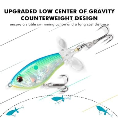 TRUSCEND Top Water Fishing Lures with BKK Hooks, Whopper for Freshwater or Saltwater, Floating Lure Bass Catfish Pike, Wobble Surface Bait Teasers Gifts Men - Image 3