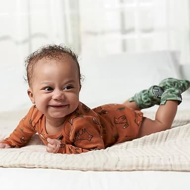 Gerber Baby Boys 6-Pack Long-Sleeve Onesies Bodysuit, Fox, 12 Months - Image 3