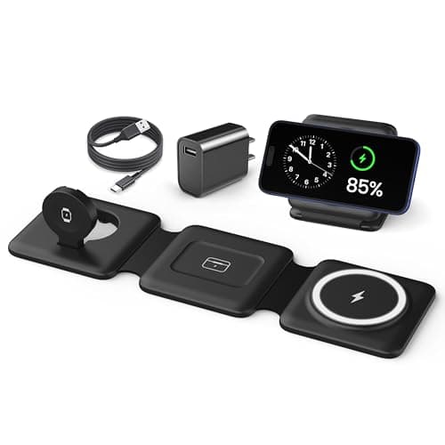 Magnetic Wireless Charger for iPhone: Fodable 3 in 1 Charging Station for Multiple Apple Devices - Travel Charging Pad Dock for Apple Watch iPhone 16 15 14 13 12 Pro Max Plus & Airpod - Image 1