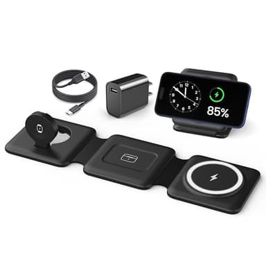 Magnetic Wireless Charger for iPhone: Fodable 3 in 1 Charging Station for Multiple Apple Devices - Travel Charging Pad Dock for Apple Watch iPhone 16 15 14 13 12 Pro Max Plus & Airpod - Image 1