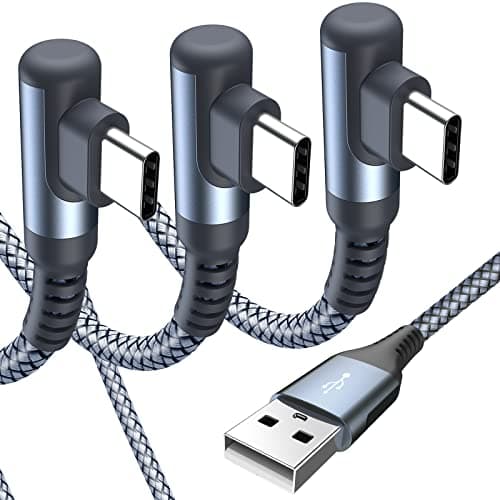 sweguard USB C Cable Right Angle [3Pack, 10FT+6.6FT+3.3FT], 3.1A Fast Charger Cable Nylon Braided Cord for iPhone 17 16 15 Pro Max Plus iPhone Air, Samsung Galaxy S25 S24 S23 S22 S21 Note 20 10,Moto - Image 1