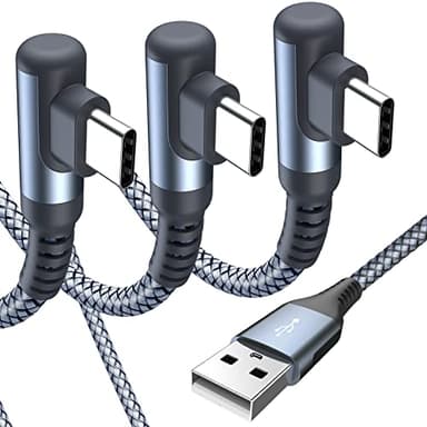 sweguard USB C Cable Right Angle [3Pack, 10FT+6.6FT+3.3FT], 3.1A Fast Charger Cable Nylon Braided Cord for iPhone 17 16 15 Pro Max Plus iPhone Air, Samsung Galaxy S25 S24 S23 S22 S21 Note 20 10,Moto - Image 1