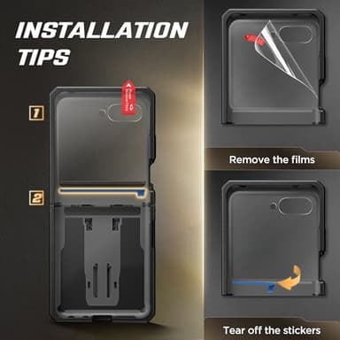 TONGATE for Motorola Razr 2025/Razr 2024 Case with Privacy Screen Protector, [Stand & Belt-Clip] [Hinge Protection Cover] [Anti-Slip], Full-Body Military Grade Protective Phone Case, Black - Image 9