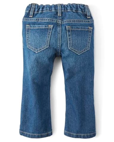 The Children's Place Baby Girls and Toddler Girls Basic Bootcut Jeans, Indigo Stone, 9-12 MONTHS - Image 3