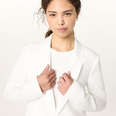 The Drop Women’s Blake Long Blazer, White Linen, M - Image 3
