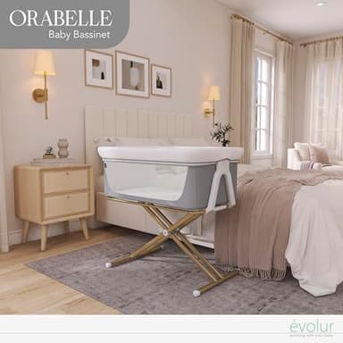 Evolur Orabelle Bedside Bassinet – Adjustable, Foldable & Lightweight Travel Bassinet for Baby - Image 2