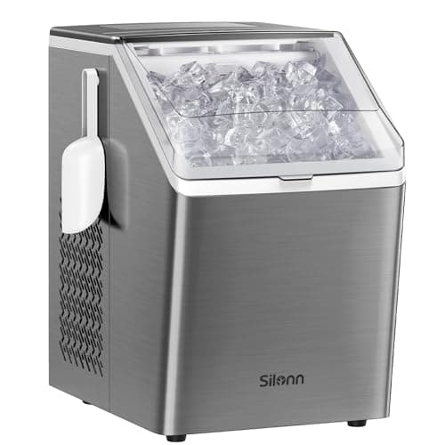 Silonn Ice Makers Countertop, 44lbs Per Day, 2 Ways to Add Water, Auto Self-Cleaning, Stainless Steel Ice Machine for Home Office Bar Party - Image 1
