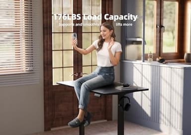 YDN Electric Standing Desk, Adjustable Height Stand up Desk, 63x24 Inches Sit Stand Home Office Desk with Splice Board, Black Top - Image 5