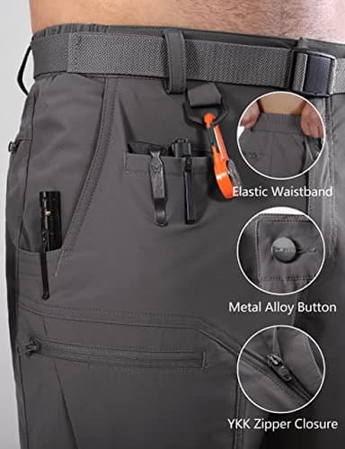 Shallowlulu Mens Cargo Hiking Shorts Water Resistant Quick Dry Lightweight Breathable Tactical Shorts with Nylon Belt(Dark Grey 38W/12L) - Image 5