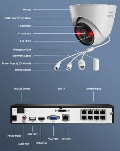 REOLINK RLK8-1200D4-A 12MP PoE Security Camera System, 4pcs H.265 Surveillance IP Cameras Wired in 12 Megapixel UHD, Person Vehicle Pet Detection, Spotlight Color Night Vision, 8CH NVR with 2TB HDD - Image 8