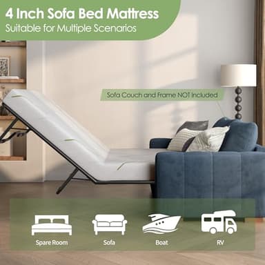 Wellynap 4 Inch Gel Memory Foam Sofa Mattress Queen Size, CertiPUR-US Certified, with Removable Washable Cover, for Guest Rooms, Sofas, RVs & Boats - Image 6