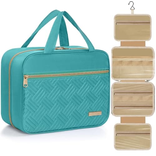 WELIDAY Travel Toiletry Bag - Spacious Toiletry Bag with Hanging Hook, Water Resistant Makeup Bag for Women & Men, Travel Essentials (Large-Green) - Image 1