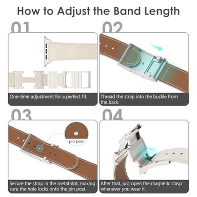 XINGYAS Leather Magnetic Watch Band Compatible with Apple Watch Ultra Band 49mm 46mm 45mm 44mm 42mm 41mm 40mm 38mm Replacement Strap for Women Men iWatch Ultra 3/2/1/SE3/Series 11/10/9/8/7/6/5/4/3/2/1 - Image 9