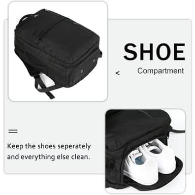 MATEIN Extra Large 45L Travel Laptop Backpack, Airline Approved Carry on Backpack with USB Port & Shoe Compartment, Water Resistant Luggage College Overnight Weekender Travel Bag Fit 18" Laptop, Black - Image 5