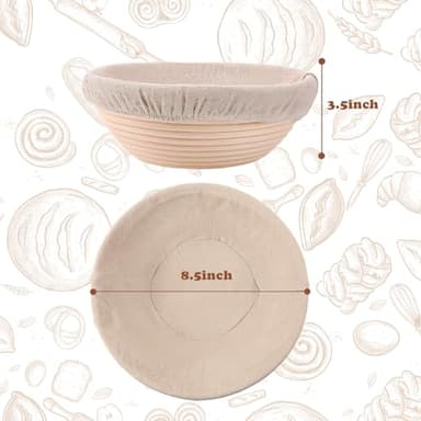Komiikka Sourdough Bread Proofing Baskets(Set of 2) for Sour Dough Bread Baking Supplies, Brotform Proofing Basket, Proofing Bowls,Gift for Bread Bakers (8.5inch, Round) - Image 2