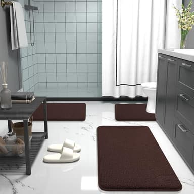 OLANLY Thick Memory Foam Bath Mat Rug 24x16, Extra Soft Absorbent Bathroom Rug, Quick Dry Bath Mats, Non-Slip, Machine Washable Carpet for Bathroom, Tub and Shower, Home Decor Accessories, Brown - Image 7