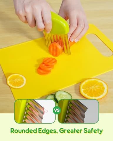 melican Kids Kitchen Knife Set, 11 Pcs Montessori Kitchen Tools for Toddlers' Real Cooking, Include Kid Knives, Crinkle Cutter, Sandwich Cutters, Peeler, Cutting Board for Birthday - Image 5