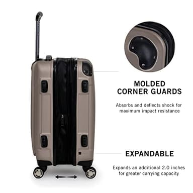 Kenneth Cole REACTION Renegade Luggage Expandable 8-Wheel Spinner Lightweight Hardside Suitcase, Champagne, 24-Inch Checked - Image 5