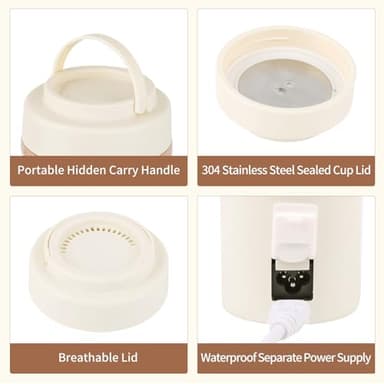Travel Kettle Mini Portable Electric Kettle with 4 Temperature Settings, Plug in 304 Stainless Steel Mini Travel Electric Kettle with Auto Shut-off (Beige) - Image 7