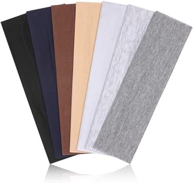 Headbands for Women, Stretchy Non Slip Soft Cotton Cloth Hair Bands for Sports, Workout, Yoga and Running, 7pcs - Image 3