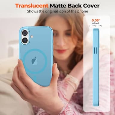 zapica Magnetic for iPhone 16 Plus Case, [Compatible with MagSafe] [Military Grade Drop Protection] Translucent Matte Shockproof Anti-Scratch Phone Case, Light Blue - Image 7