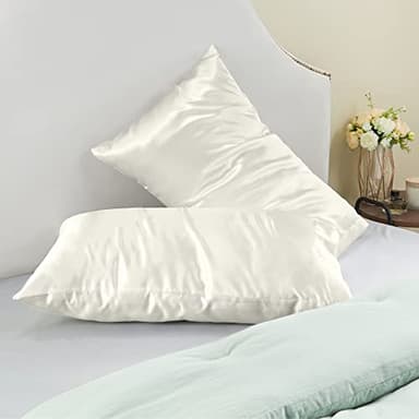 BEDELITE Satin Pillowcase for Hair and Skin, Super Soft and Cooling Similar to Silk Pillow Cases 2 Pack with Envelope Closure, Gift for Women Men(13"x18" Toddler Size, Ivory) - Image 8