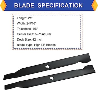 (2 Pack) Replacement High Lift Lawn Mower Blades for Craftsman Husqvarna Poulan 127843 138498 138971 532127843 532138498 532138971, Fits Craftsman LT1000 DYT4000, Husqvarna YTH18542 42” Deck Mower - Image 2