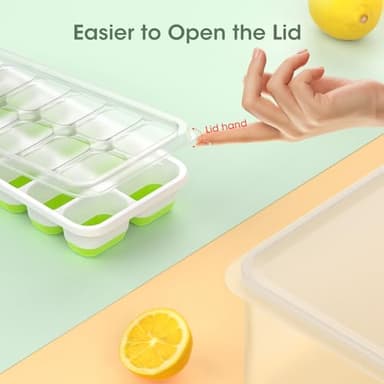 DOQAUS Ice Cube Tray with Lid and Bin, 4 Pack Silicone Plastic Ice Cubes Trays for Freezer with Box/Container, Stackable with Storage Iced Bucket Kits, Scoop, for RV, Soup, Food, Cocktail, Coffee - Image 7