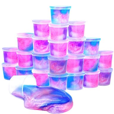 24 Pack Unicorn Galaxy Slime, Party Favor for Kids Girls & Boys, Adults, Non Sticky, Stress & Anxiety Relief, Wet, Super Soft Sludge Toy Easter Basket Filler - Image 1